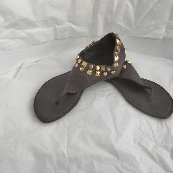 Tory Burch brown gladiator gold stud sandal size 7.5M - Picture 13 of 15